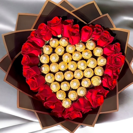 Red Rose and Ferrero Rocher Bouquet