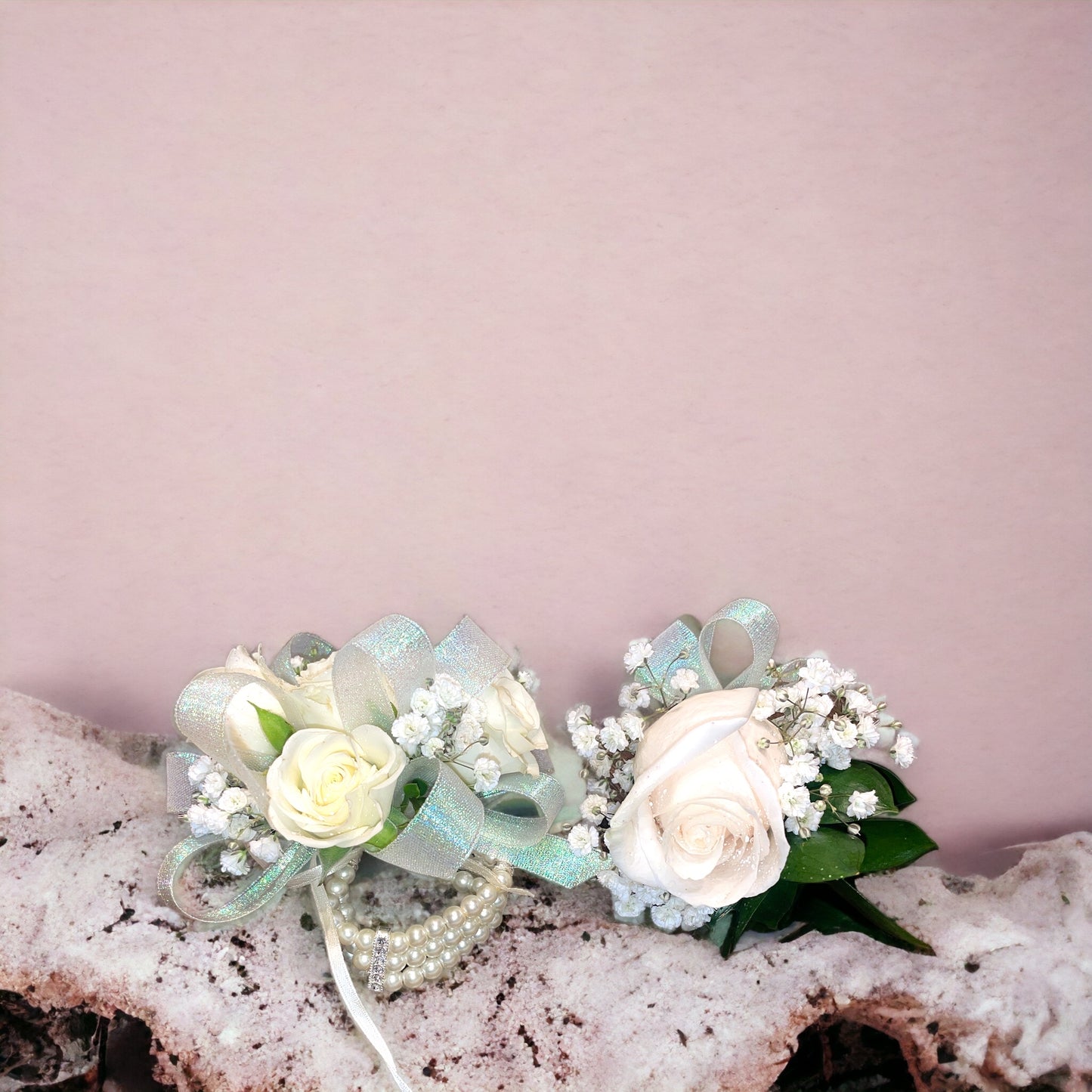 White Rose Corsage & Boutonnières Set