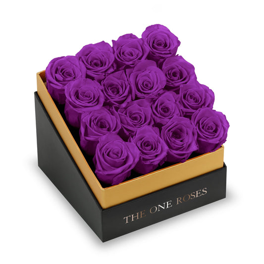 Coffee Table Black Square Box - Purple Roses