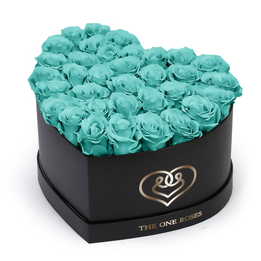 Teal Blue Roses | Black "Love" Box