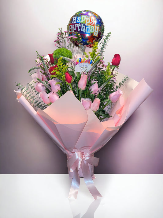 Pink Hues Bouquet & Balloon