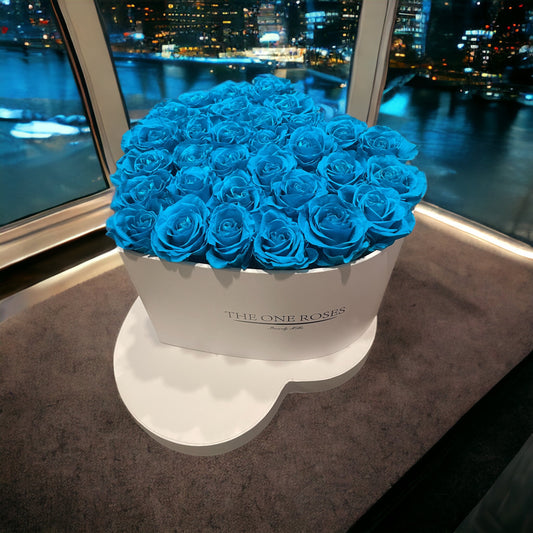 Aqua Blue Roses | White "Love" Box
