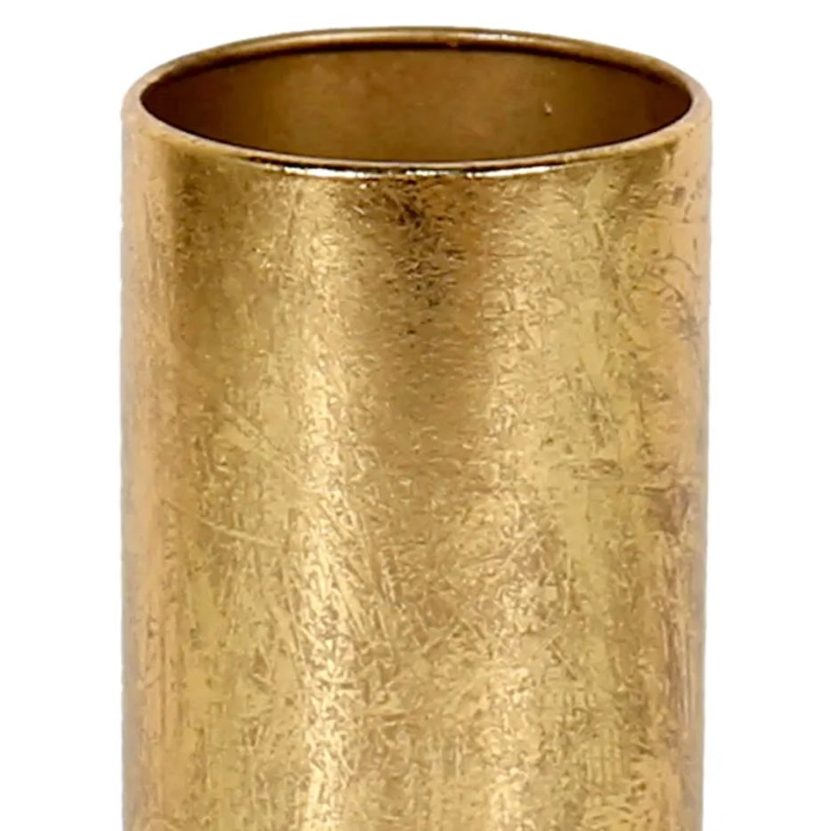 Gold Metal Cylinder Vase, 11"