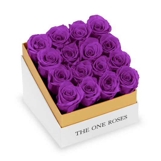 Coffee Table White Square Box - Purple Roses