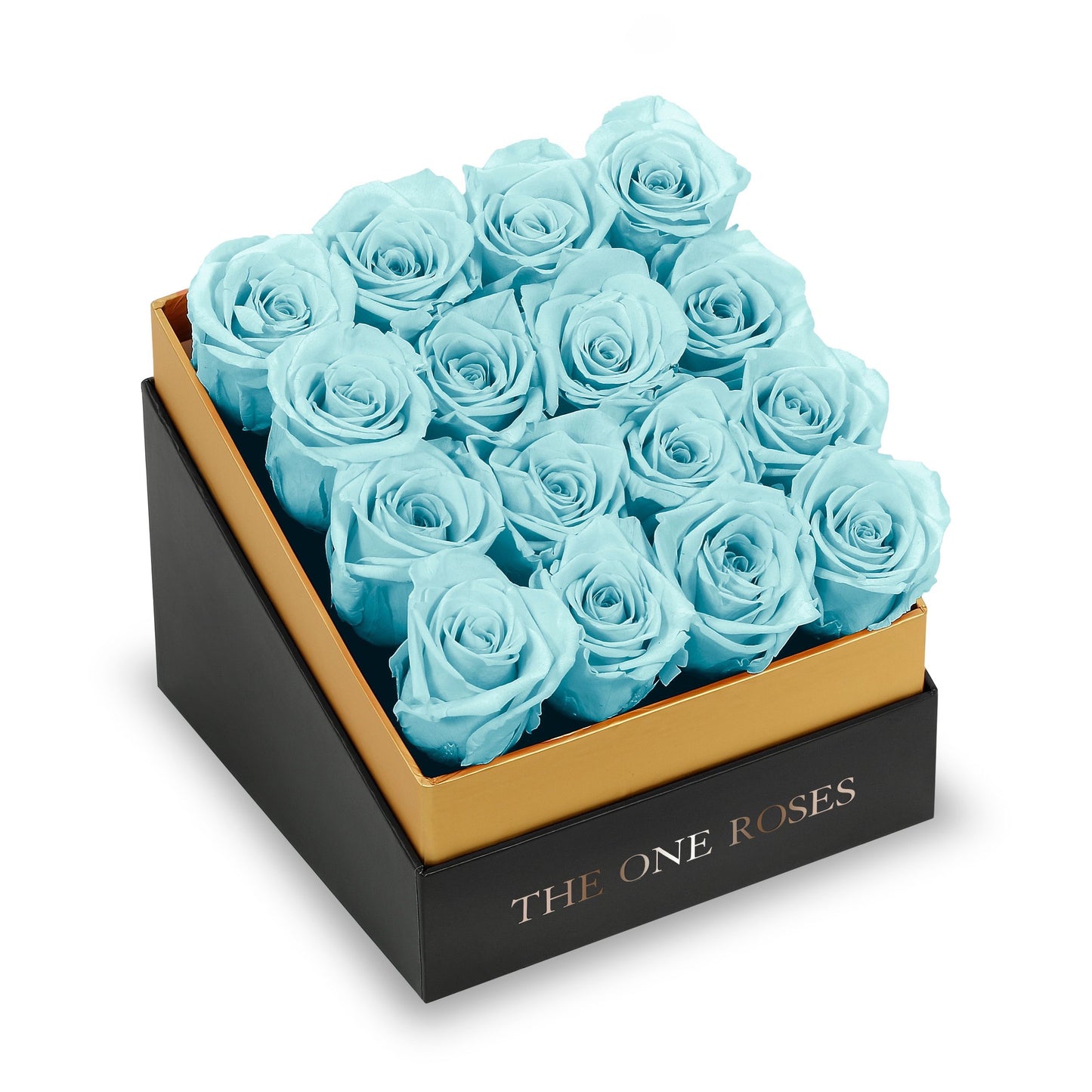 Coffee Table Black Square Box - Frozen Blue Roses