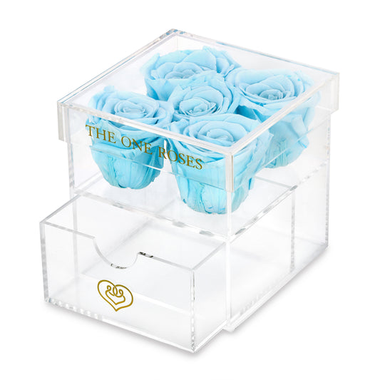 Opaque | Rose Box with Drawer | Frozen Blue Roses
