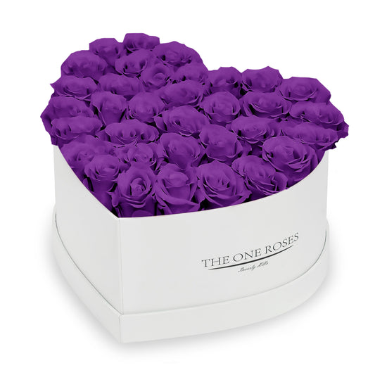 Purple Roses | White "Love" Box