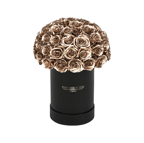 Round Dome | Basic Black Box with Metallic Gold Roses