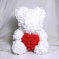 White Red Heart Rose Bear