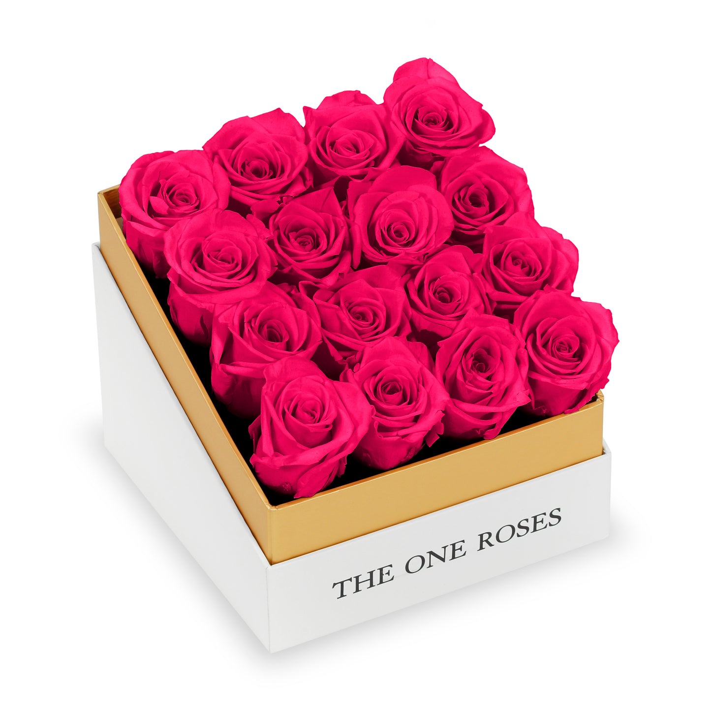 Coffee Table White Square Box - Hot Pink Roses