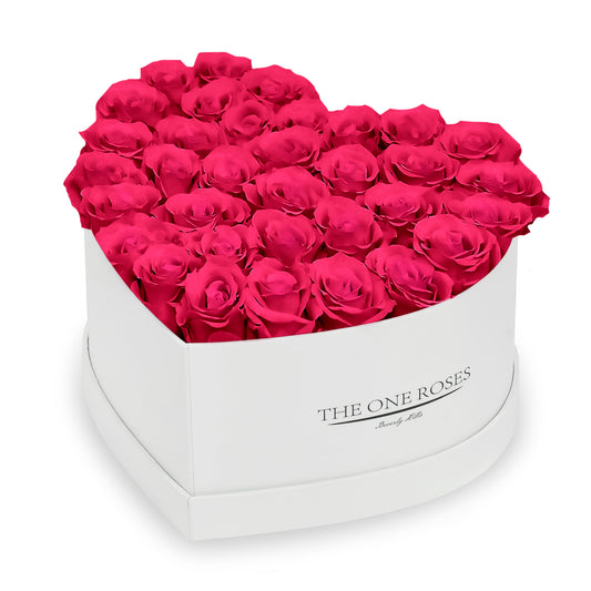 Hot Pink Roses | White "Love” Box