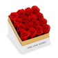 Coffee Table White Square Box - Crimson Red Roses