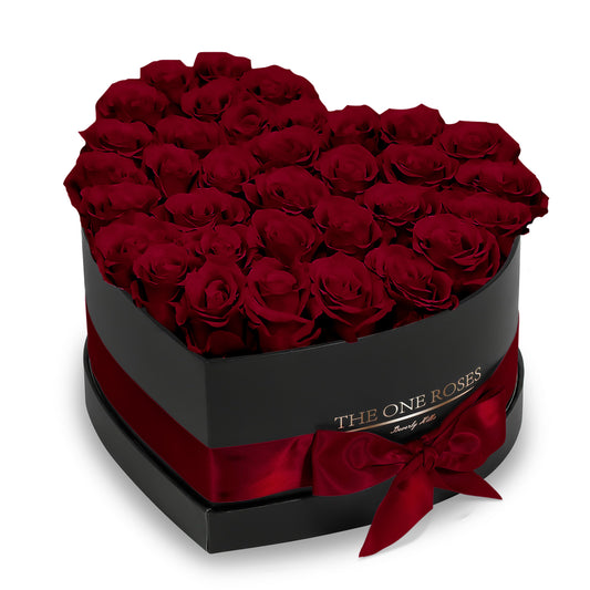 Burgundy Red Roses | Black "Love" Box
