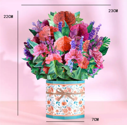 Carnation Bouquet 3D Pop Up Card