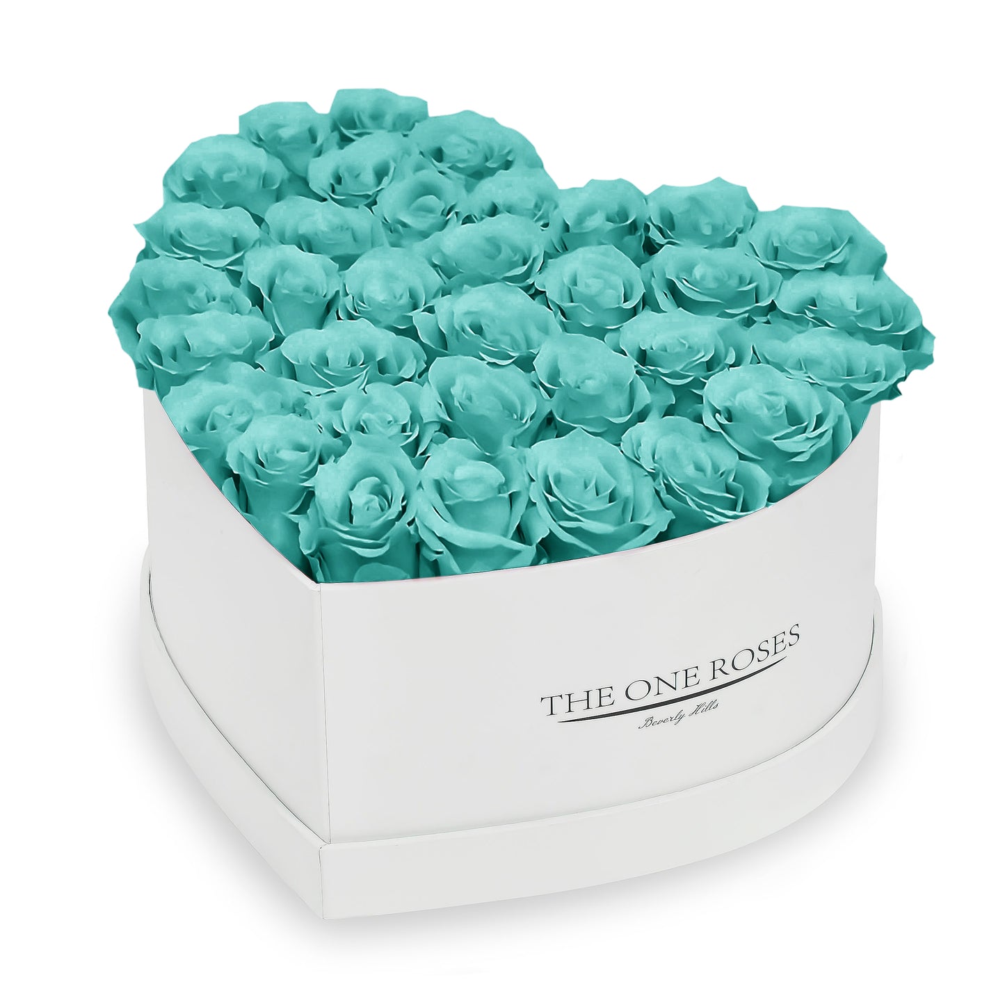 Teal Blue Roses | White "Love" Box