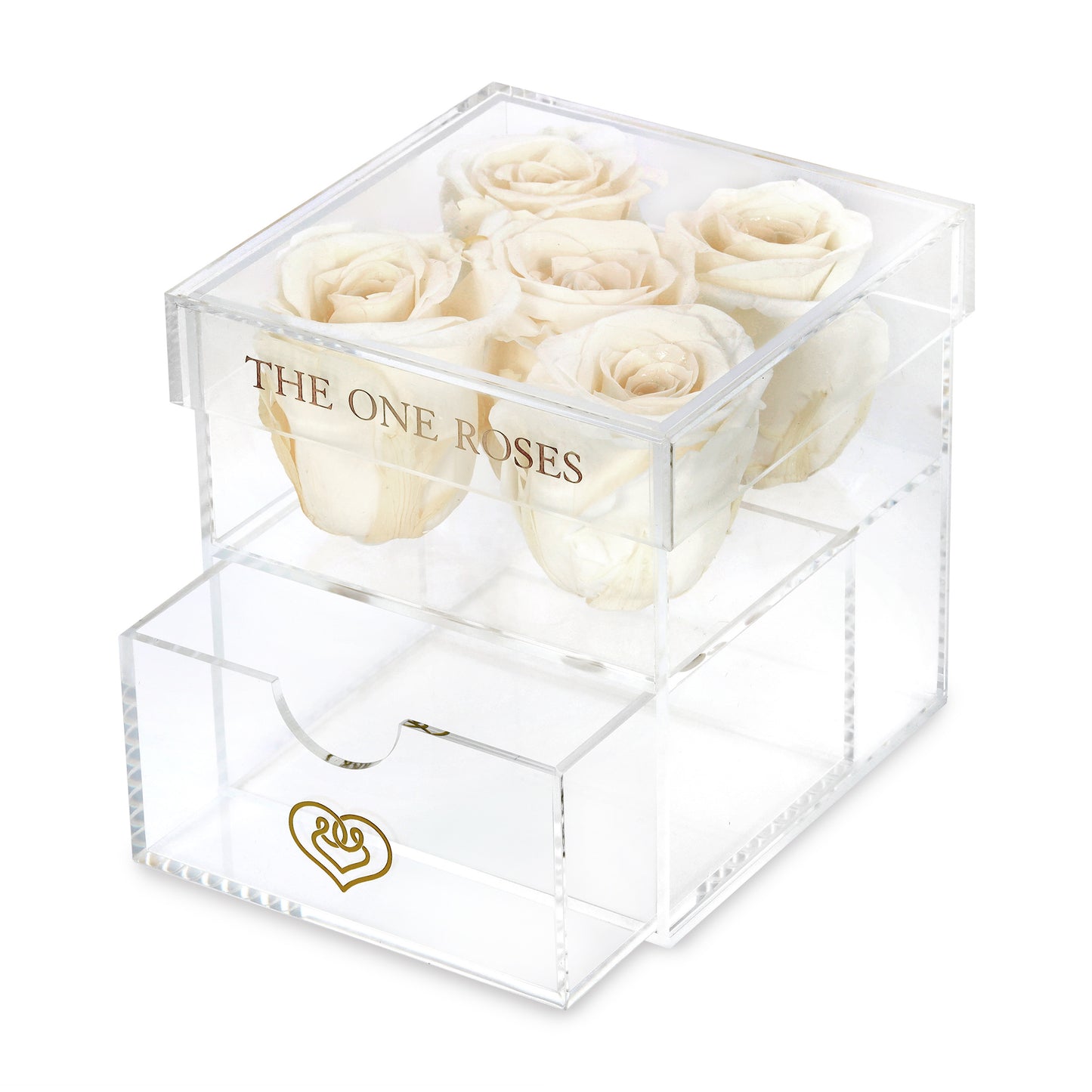 Opaque | Rose Box with Drawer | Pearl White Roses