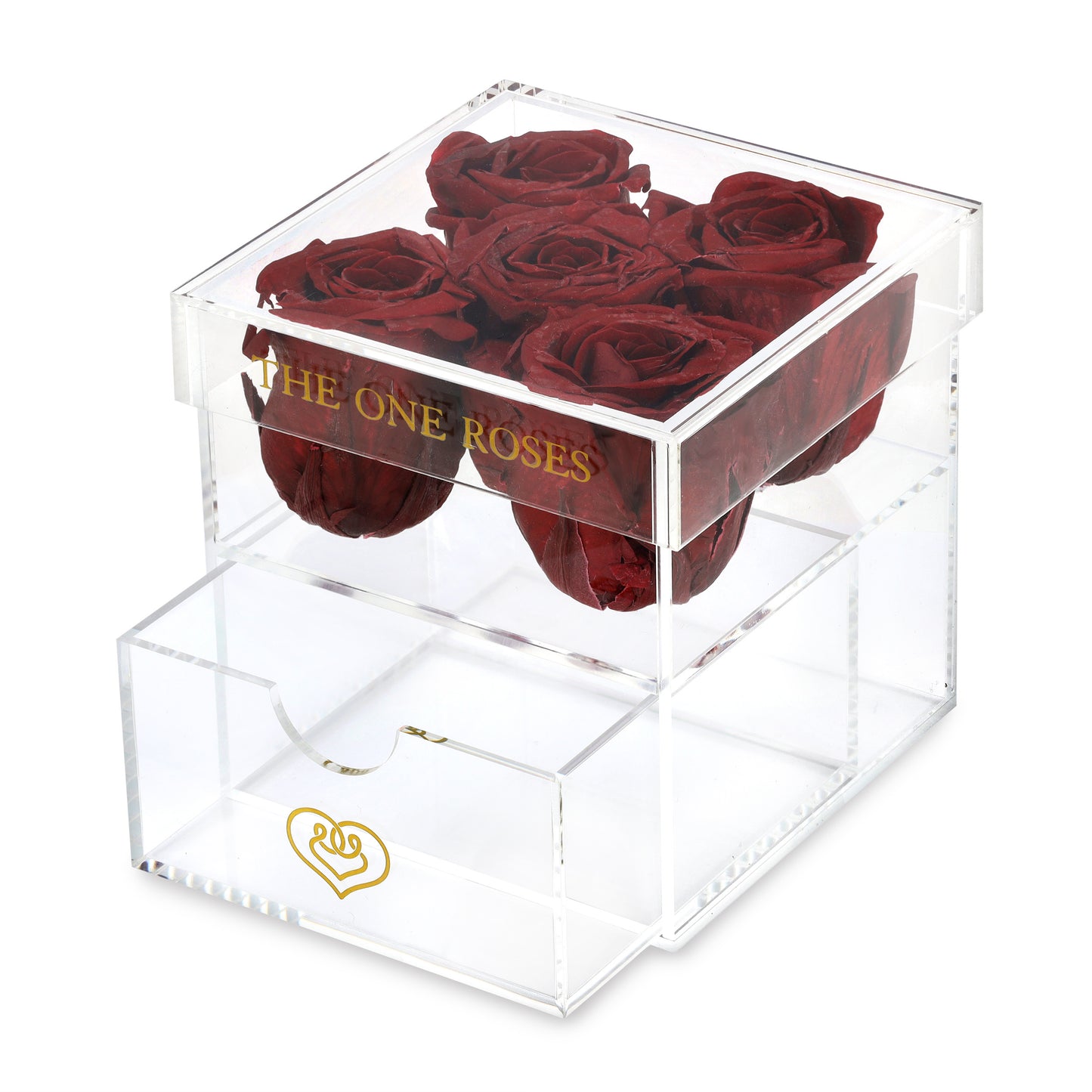 Opaque | Rose Box with Drawer | Burgundy Red Roses