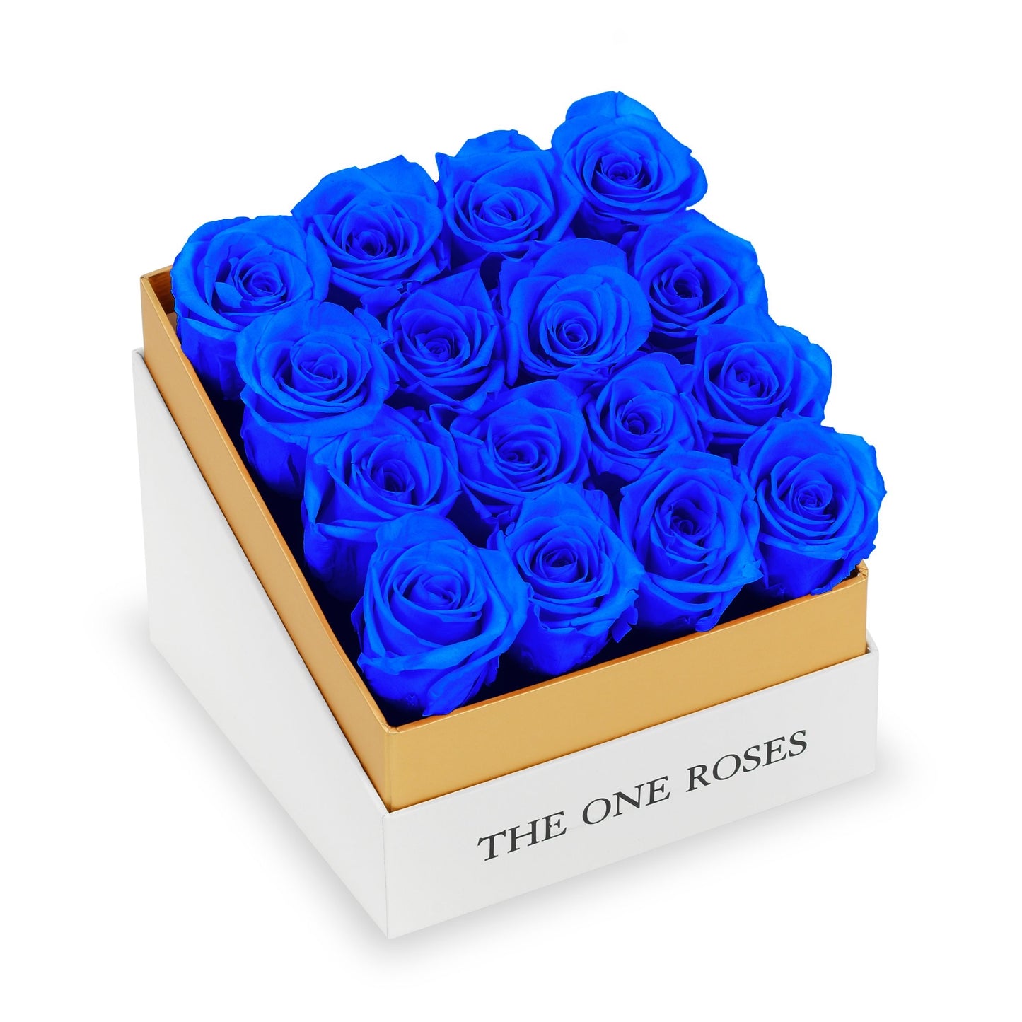 Coffee Table White Square Box - Sapphire Blue Roses