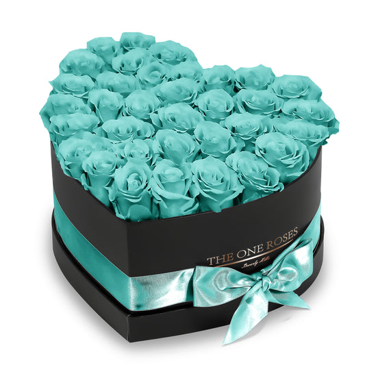 Teal Blue Roses | Black "Love" Box
